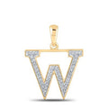 10K Rose Gold Round Diamond Initial W Letter Pendent 1/12 Cttw