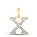 10K Rose Gold Round Diamond Initial X Letter Pendent 1/10 Cttw