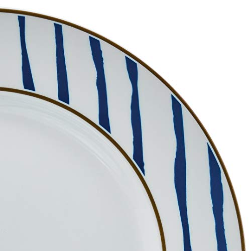 18-Piece Dinnerware Set - Blue Accent, Service for 6 - EK CHIC HOME