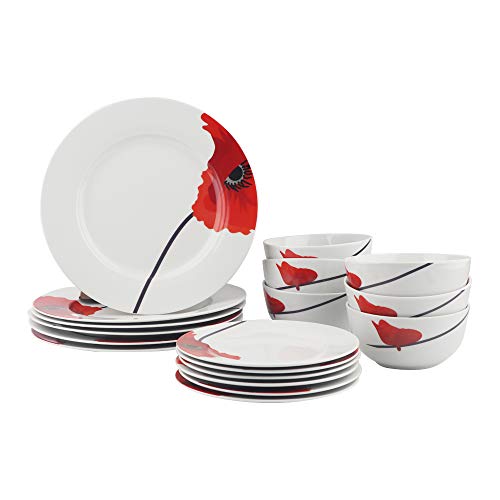 18-Piece Dinnerware Set - Poppy, Service for 6 - EK CHIC HOME