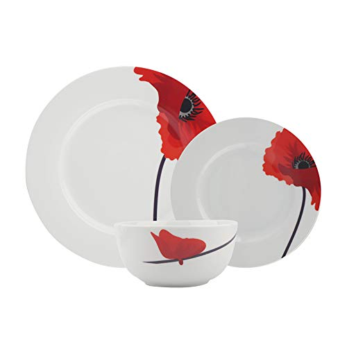 18-Piece Dinnerware Set - Poppy, Service for 6 - EK CHIC HOME