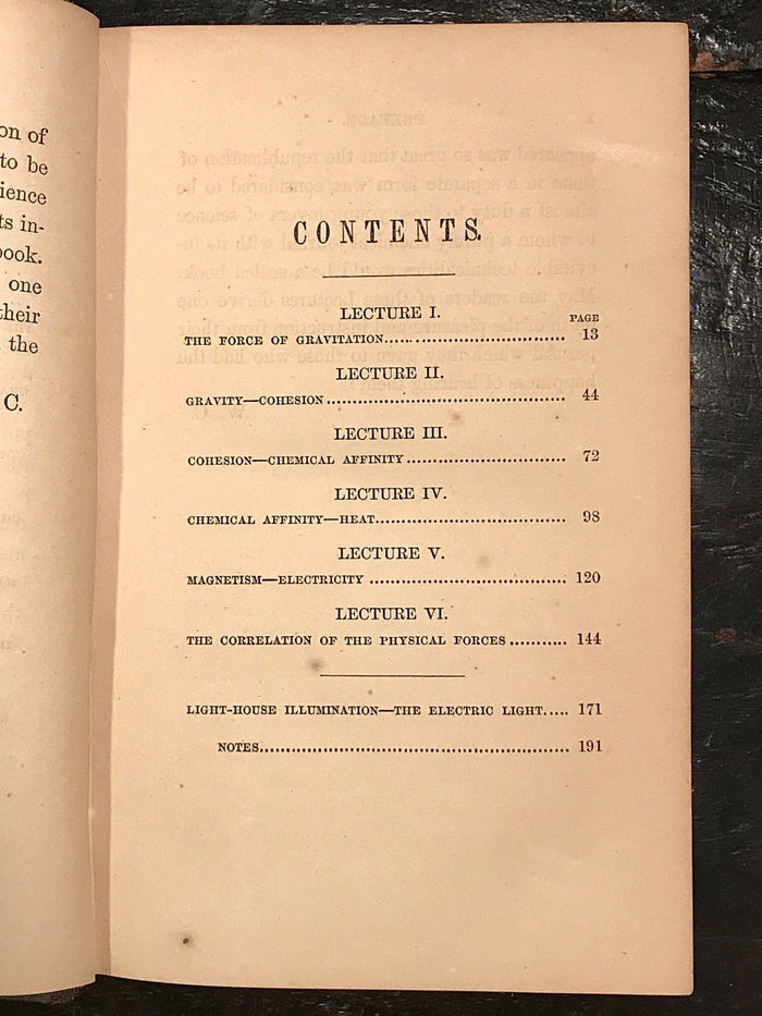 1868 – MICHAEL FARADAY – SIX LECTURES ON THE VARIOUS FORCES OF MATTER – PHYSICS