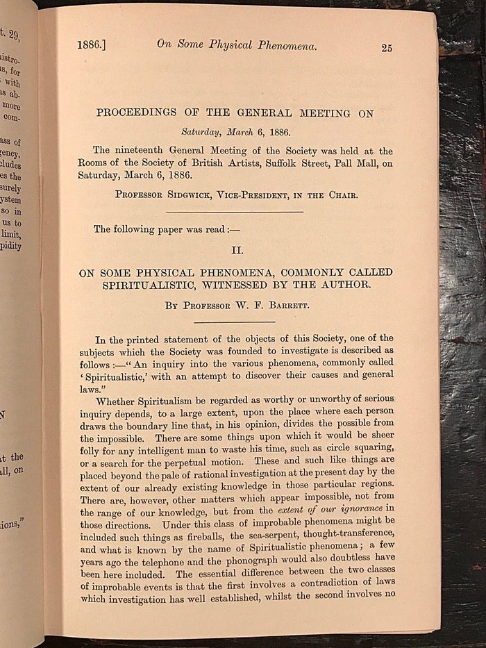 1886-1887 - SOCIETY FOR PSYCHICAL RESEARCH - OCCULT SPIRITS GHOSTS PSYCHIC