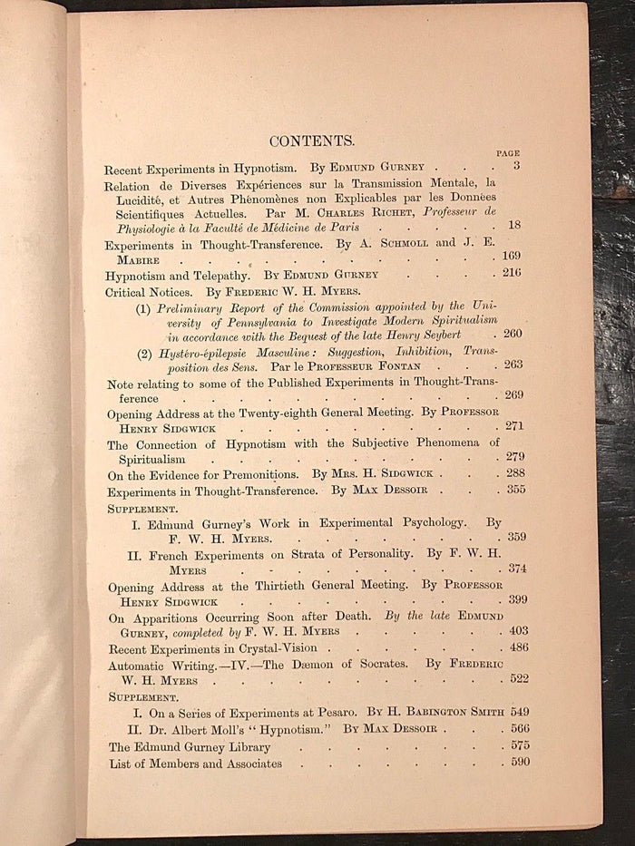 1888-1889 - SOCIETY FOR PSYCHICAL RESEARCH - OCCULT HYPNOTISM MAGIC GHOSTS