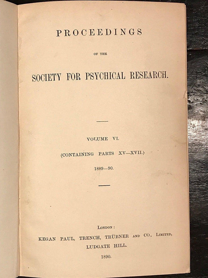 1889-1890 - SOCIETY FOR PSYCHICAL RESEARCH - OCCULT SPIRITUALISM GHOSTS PSYCHIC