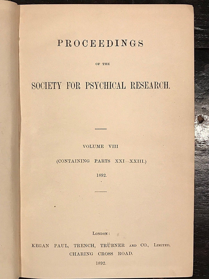 1892 - SOCIETY FOR PSYCHICAL RESEARCH - OCCULT SPIRITUALISM MAGIC GHOSTS PSYCHIC