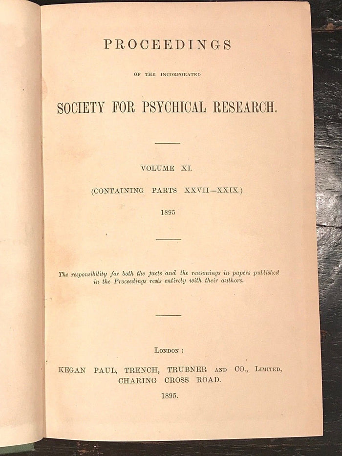 1895 - SOCIETY FOR PSYCHICAL RESEARCH - OCCULT SPIRITUALISM MAGIC GHOSTS PSYCHIC