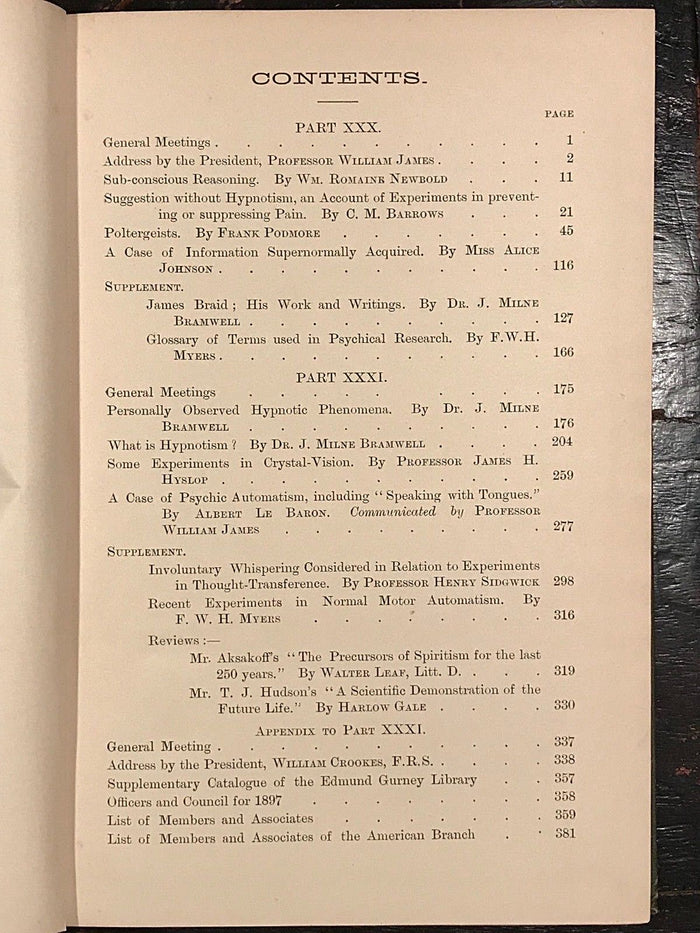1896-1897 - SOCIETY FOR PSYCHICAL RESEARCH - OCCULT SPIRITUALISM GHOSTS PSYCHIC