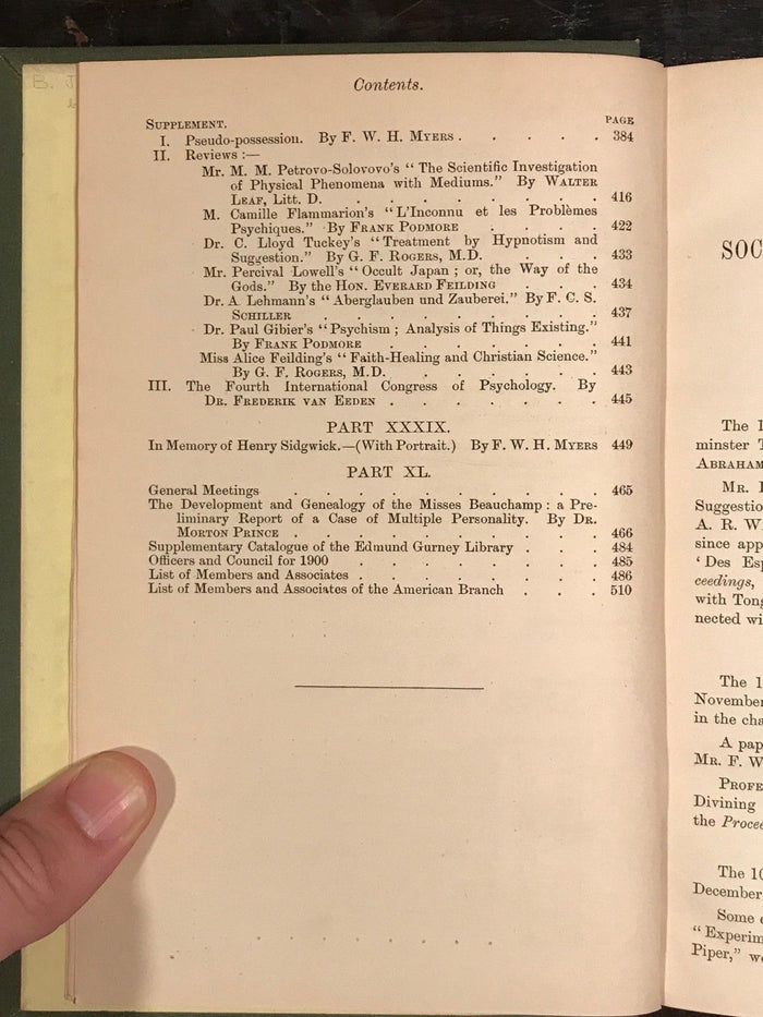 1900-1901 - SOCIETY FOR PSYCHICAL RESEARCH - OCCULT MAGIC GHOSTS PSYCHIC SPIRITS