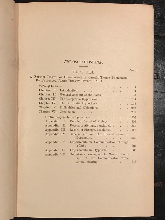1901 - SOCIETY FOR PSYCHICAL RESEARCH - TRANCE, TELEPATHY - JAMES HYSLOP, OCCULT
