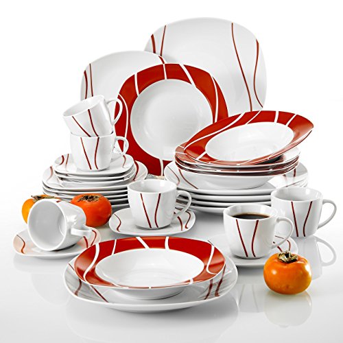 30-Piece Porcelain Dinnerware Set for 6 Person - EK CHIC HOME