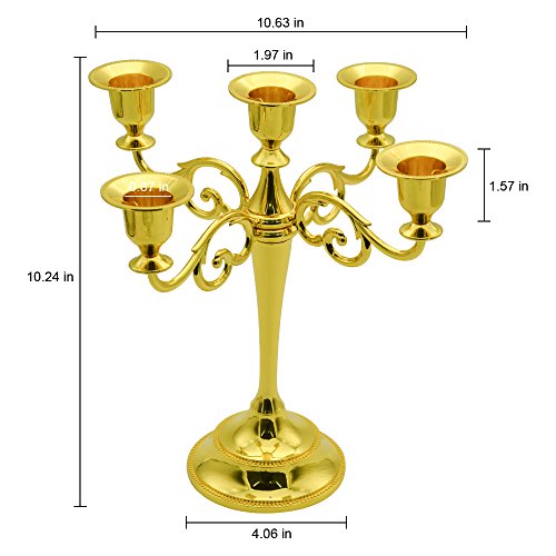 5-Candle Metal Candelabra 10.6 Inch Tall Candle Holder - EK CHIC HOME