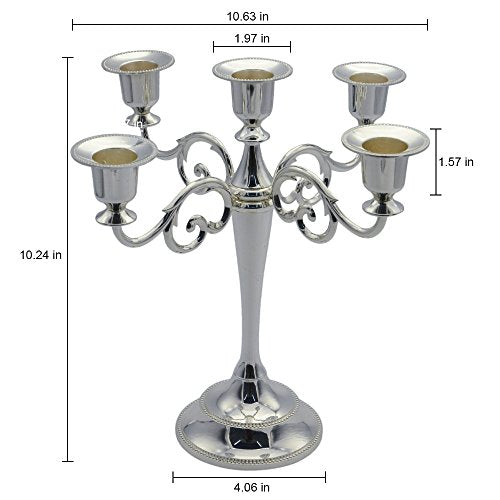 5-Candle Metal Candelabra 10.6 Inch Tall Candle Holder - EK CHIC HOME