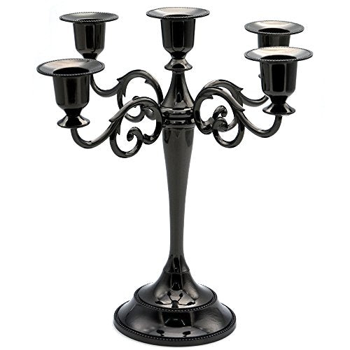 5-Candle Metal Candelabra Candlestick 10.6 inch Tall Candle Holder - EK CHIC HOME