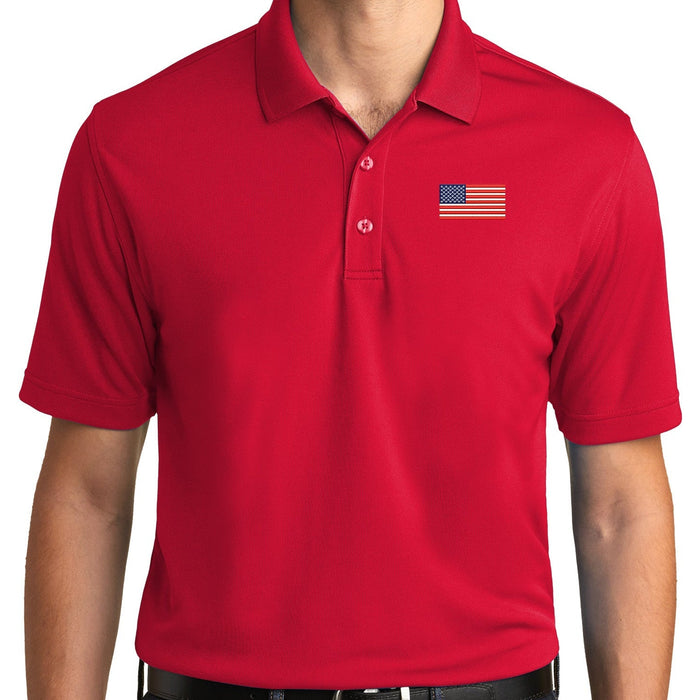 American Flag UV Micro-Mesh Polo Shirt-Red