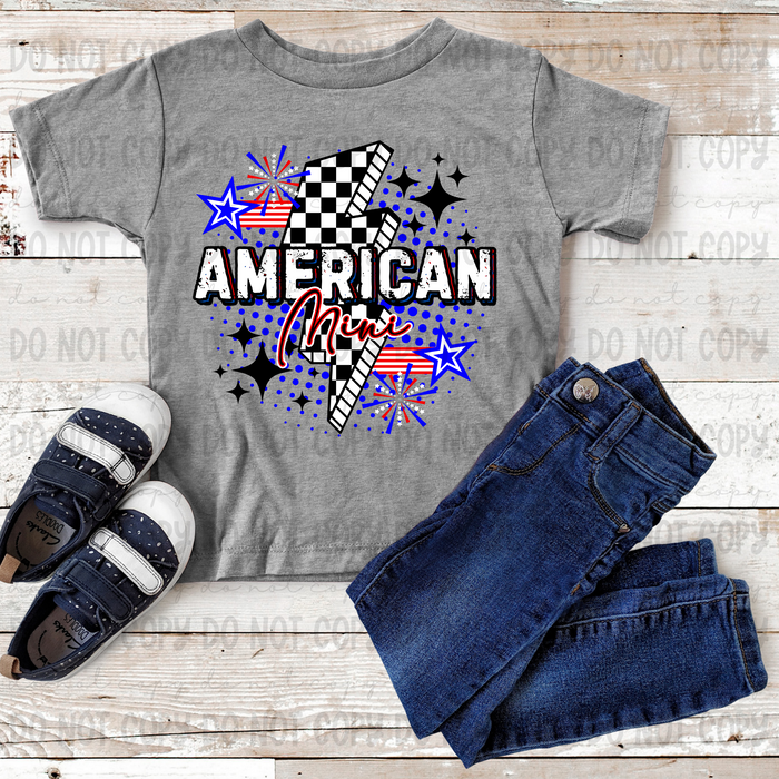 American Mini Checkered Bolt Red Script - PNG