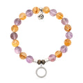 Amethyst Citrine Gemstone Bracelet with Good Karma Sterling Silver Charm