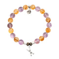 Amethyst Citrine Gemstone Bracelet with Skis Sterling Silver Charm