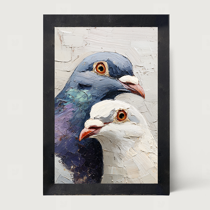 Animal Buddies - Curious Pigeons - Framed Art