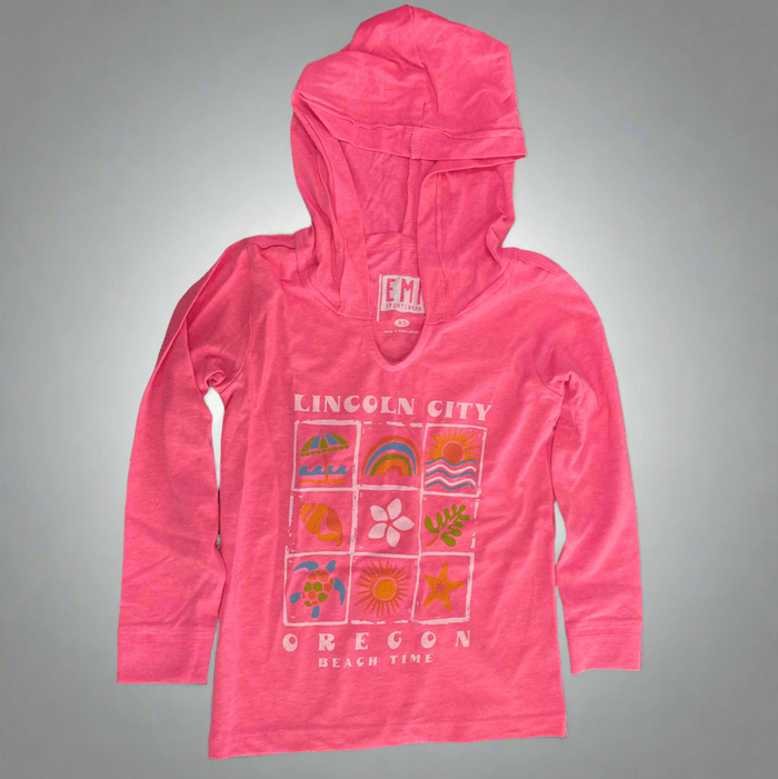 Apparel - Youth Hoodie Beach Grid Hot Pink