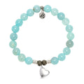 Aqua Fire Agate Gemstone Bracelet with Love the Life You Live Sterling Silver Charm