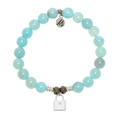 Aqua Fire Agate Gemstone Bracelet with Unbreakable Friendship Sterling Silver Charm