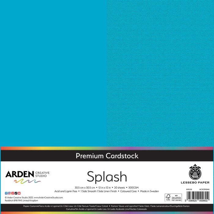 Arden Creative Studio Premium Cardstock Splash 12in x 12in 300gsm 20 Pack