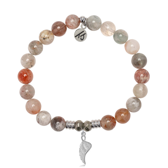 Arusha Agate Gemstone Bracelet with Angel Blessings Sterling Silver Charm