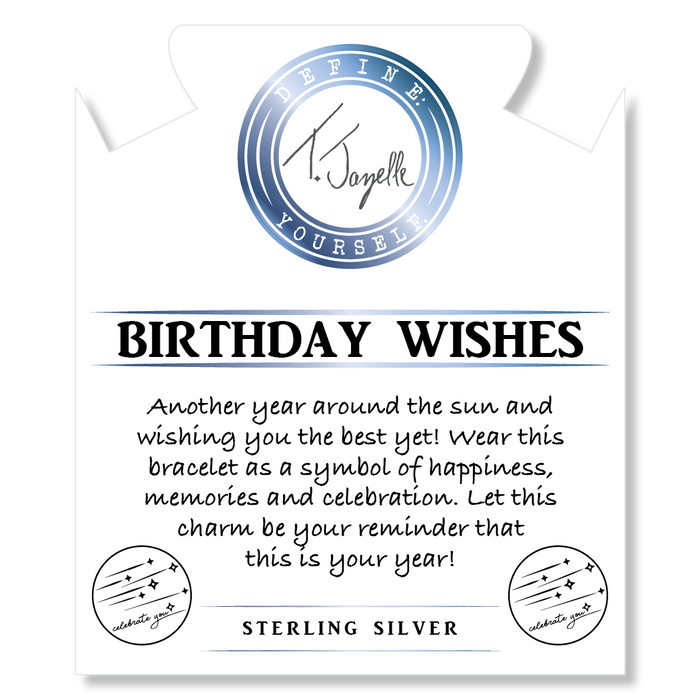 Arusha Agate Gemstone Bracelet with Birthday Wishes Sterling Silver Charm