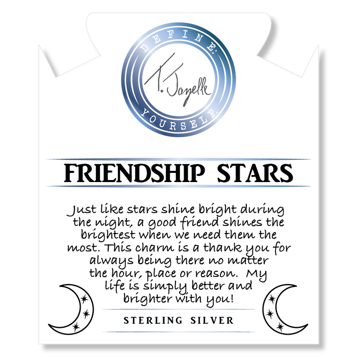 Arusha Agate Gemstone Bracelet with Friendship Stars Sterling Silver Charm