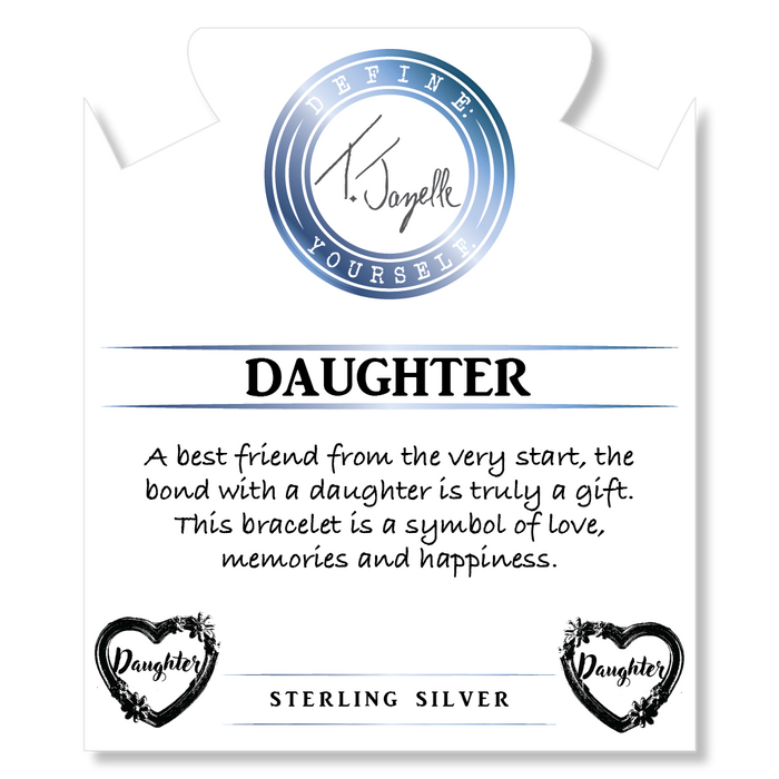 Arusha Agate Gemstone Bracelet with Heart Daughter Sterling Silver Charm