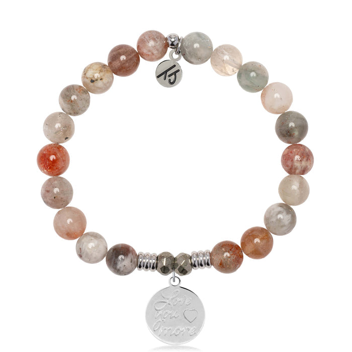 Arusha Agate Gemstone Bracelet with Love You More Sterling Silver Charm