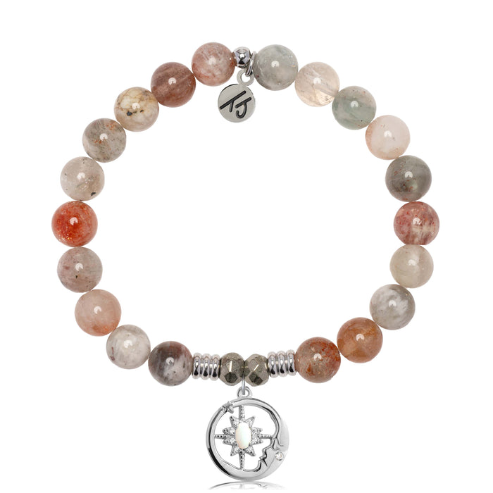 Arusha Agate Gemstone Bracelet with Moonlight Sterling Silver Charm