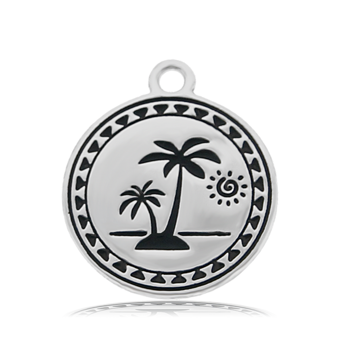 Arusha Agate Gemstone Bracelet with Palm Tree Sterling Silver Charm