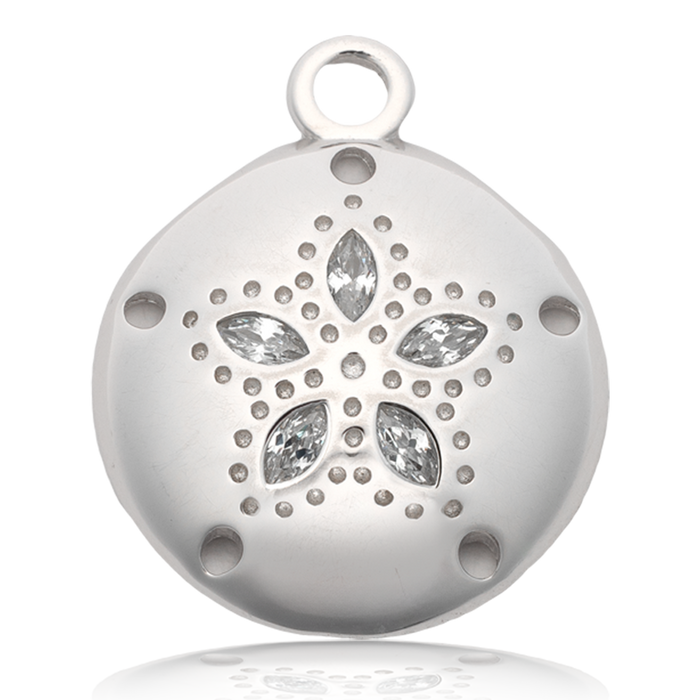 Arusha Agate Gemstone Bracelet with Sand Dollar CZ Sterling Silver Charm