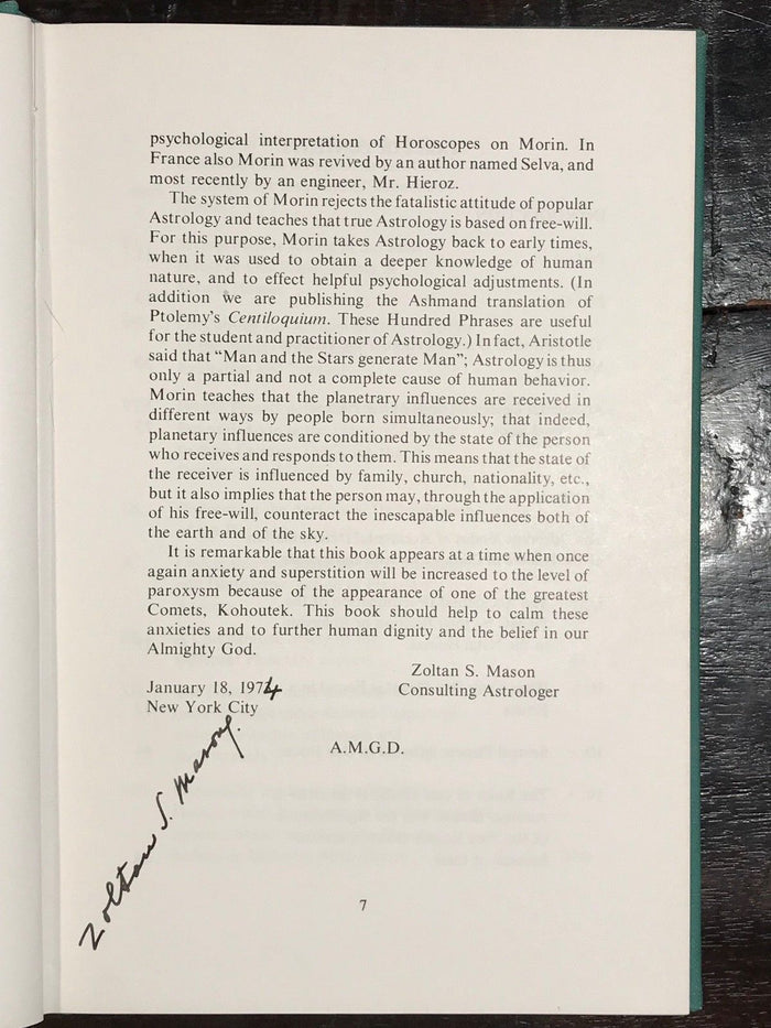 ASTROSYNTHESIS: Rational System of Horoscope - de Villefranche, 1974 - SIGNED