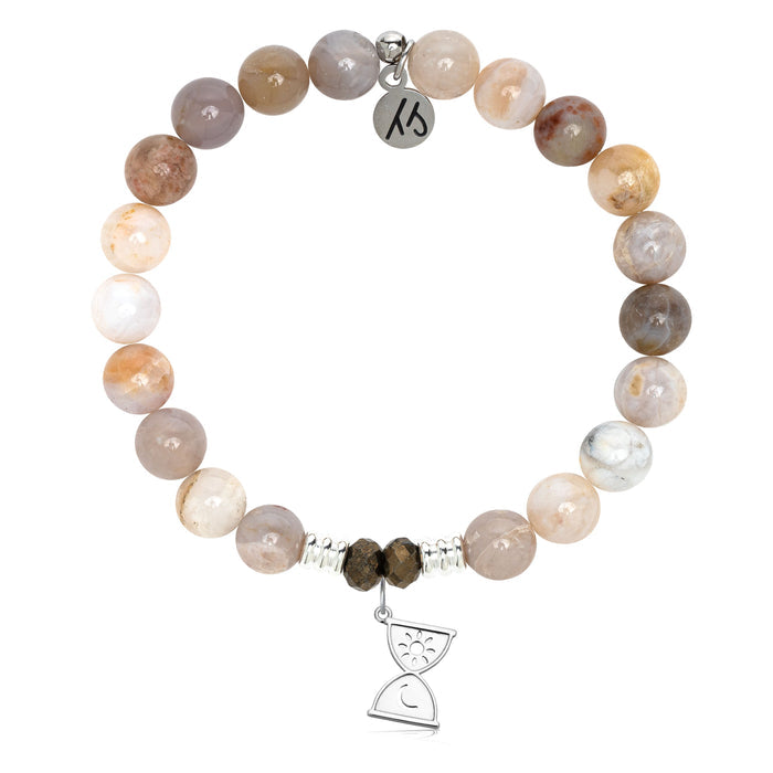 Australian Agate Gemstone Bracelet with Trust in Time Sterling Silver Charm