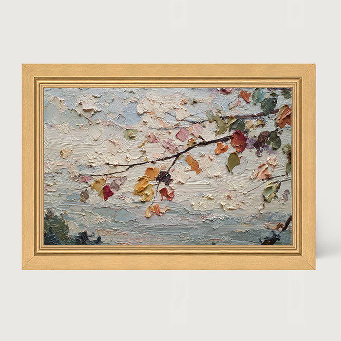 Autumn Country - Leaves on Branch - Framed Art