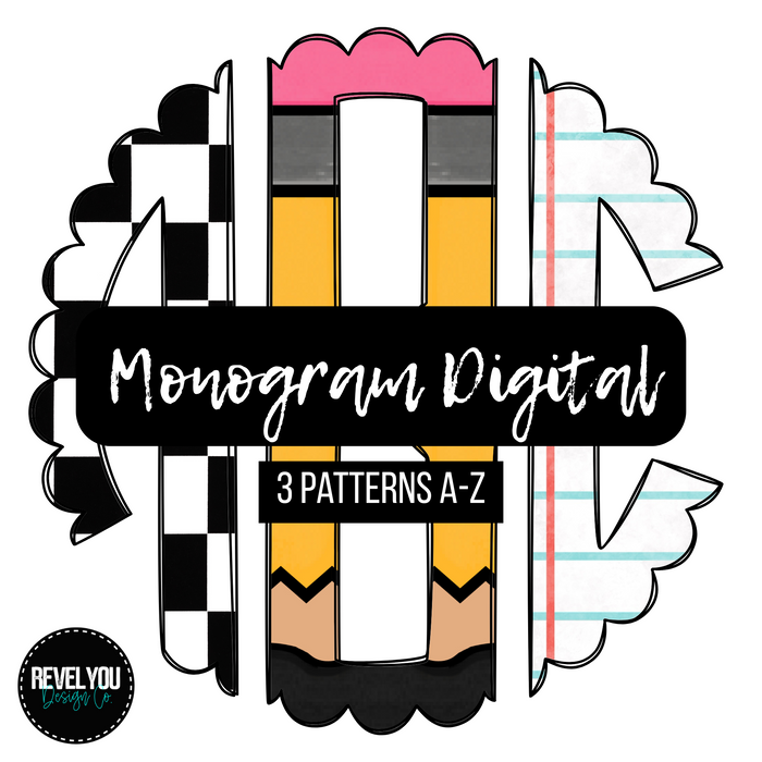 Back To School Monogram Set - Individual PNGS