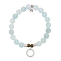 Blue Aquamarine Gemstone Bracelet with Good Karma Sterling Silver Charm