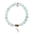 Blue Aquamarine Gemstone Bracelet with Skis Sterling Silver Charm
