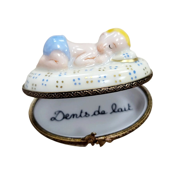 Blue Baby Dream Limoges box shown from another angle