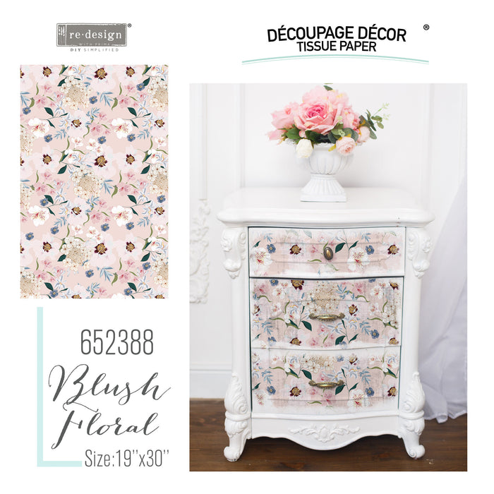 Blush Floral Re-design with Prima Mulberry Tissue Decoupage Paper - Piglet's Closet
