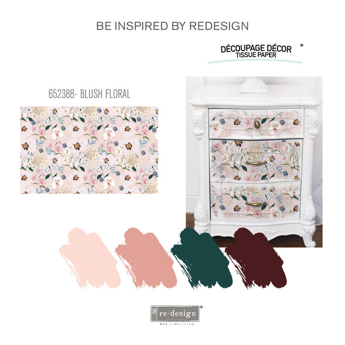 Blush Floral Re-design with Prima Mulberry Tissue Decoupage Paper - Piglet's Closet