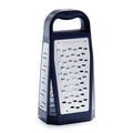 Microplane Elite 5 Blade Box Grater with stainless steel blades for zesting, shredding, and grating various foods.