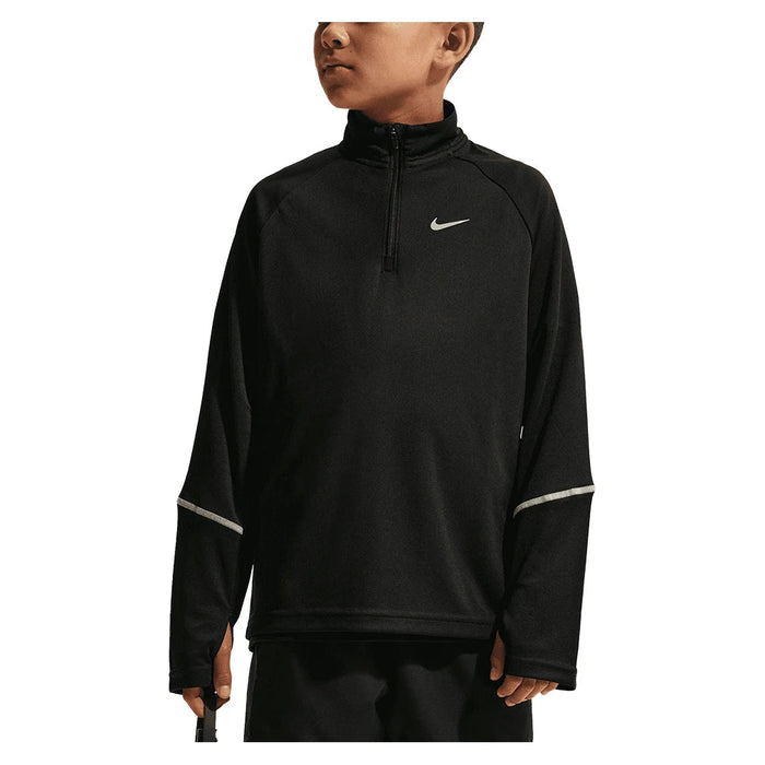 Boys' Dri-FIT Miler Half Zip Top Black and Reflective Silver