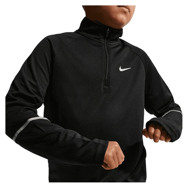 Boys' Dri-FIT Miler Half Zip Top Black and Reflective Silver