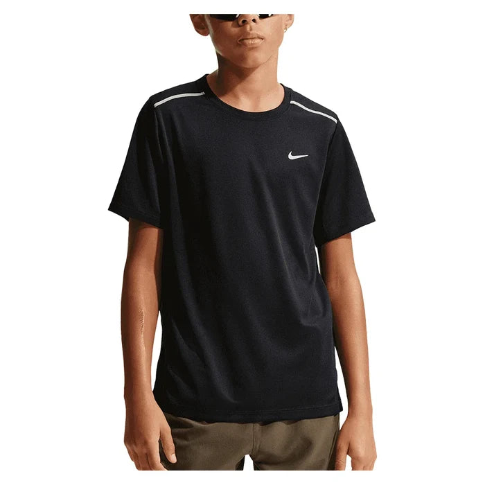 Boys' Dri-FIT Short Sleeve Miler Top Black and Reflective Silver