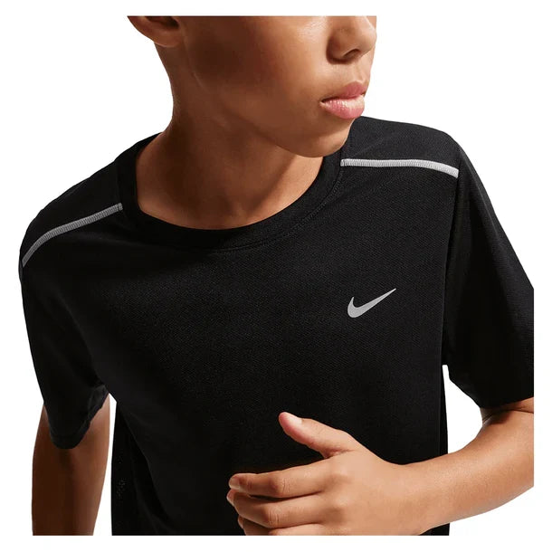 Boys' Dri-FIT Short Sleeve Miler Top Black and Reflective Silver