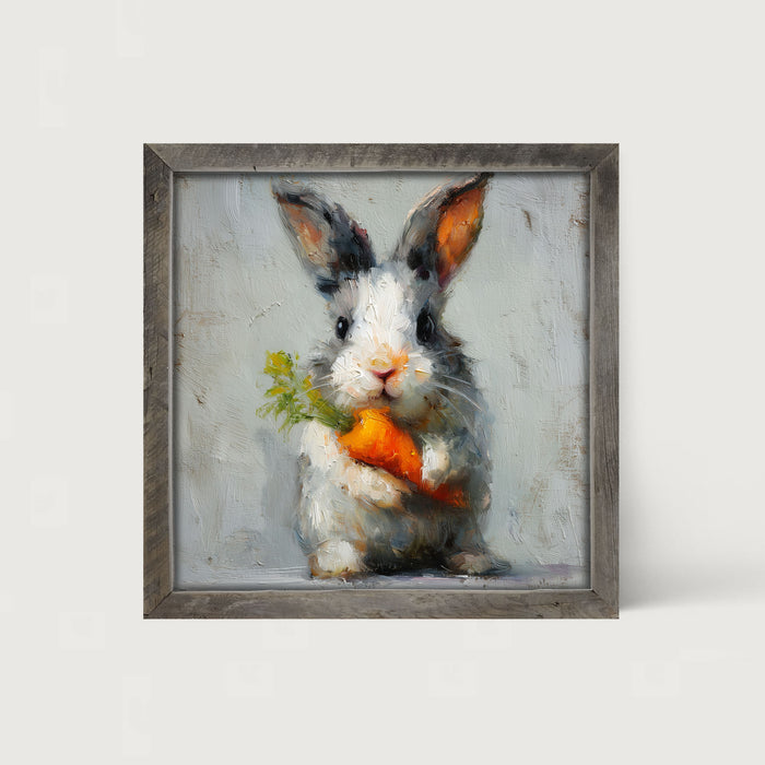 Bunny holding Carrot - Framed Art
